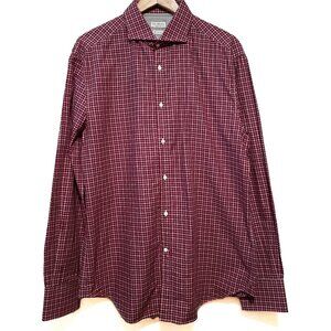 Brunello Cucinelli Slim Fit Men's Long Sleeve Button Plaid Shirt